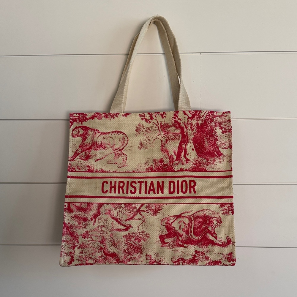 Christian Dior Dioriviera GWP Straw Tote, New in Bag, Red